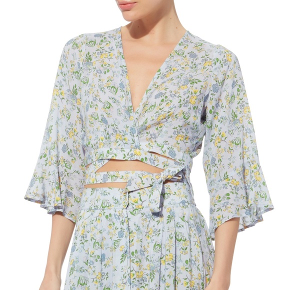 Nightcap Clothing Floral Wrap Crop Top - Picture 1 of 5